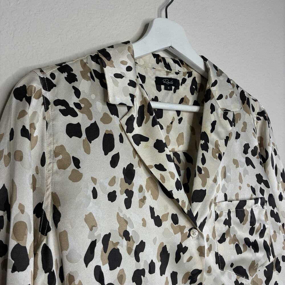 Rails Rebel Abstract Animal Print Silk Button Up … - image 3